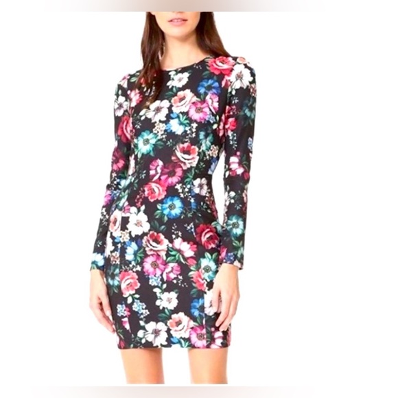Black Halo Dresses & Skirts - Black Halo Dress Lively Mini Black Floral‎ Lined Sz 4